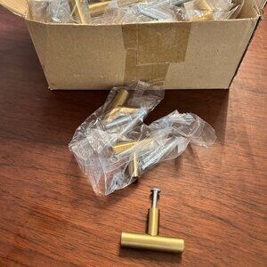 Goldenwarm 5Pack Single Hole Door Pulls  2 "Overall Length Brushed Brass NEW